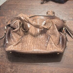 Brown Croc-Embossed Women's Satchel Handbag